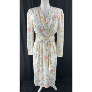 Holt Renfrew 8 (Fits 4) Vtg 70s Floral Wrap Midi Dress Pintuck Pleat Belted Boho